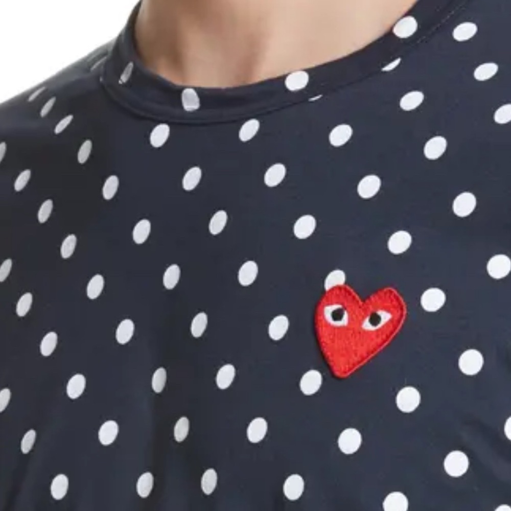 Comme des Garçons Navy Blue Polka Dot Tee - Size Small/Medium